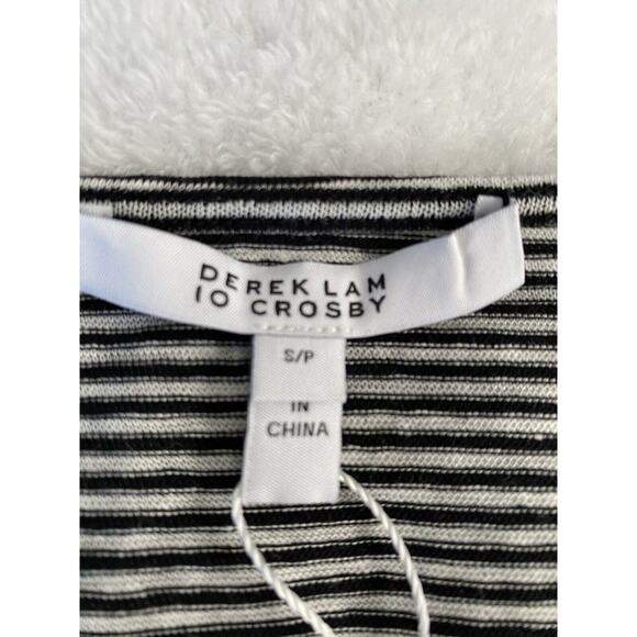 NWT Derek Lam 10 Crosby Sz S Scoop Tank W/Pom Pom Layered Striped Linen Top - Picture 5 of 11